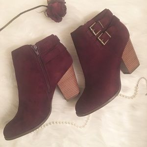 Wine Color Booties Size 8